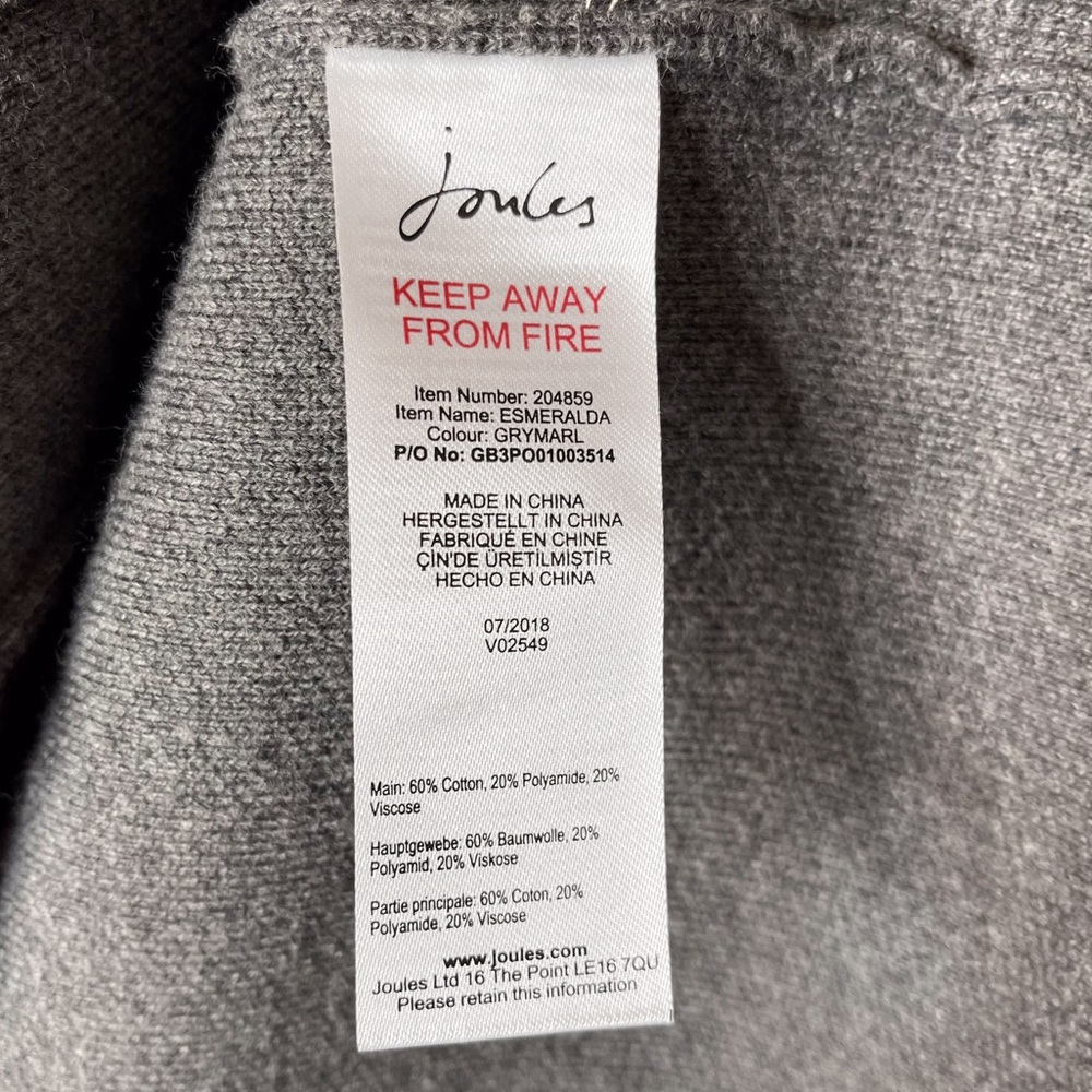 Joules Knitwear Esmeralda Gray Marl Knee Length Cardigan Size 8 - Picture 4 of 5